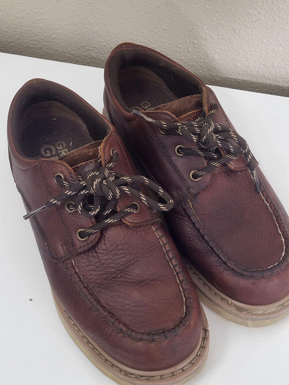 Gravel Gear Oxford Moc Mens Shoes Brown Leather 8.5 Casual Work Lace-up Sturdy